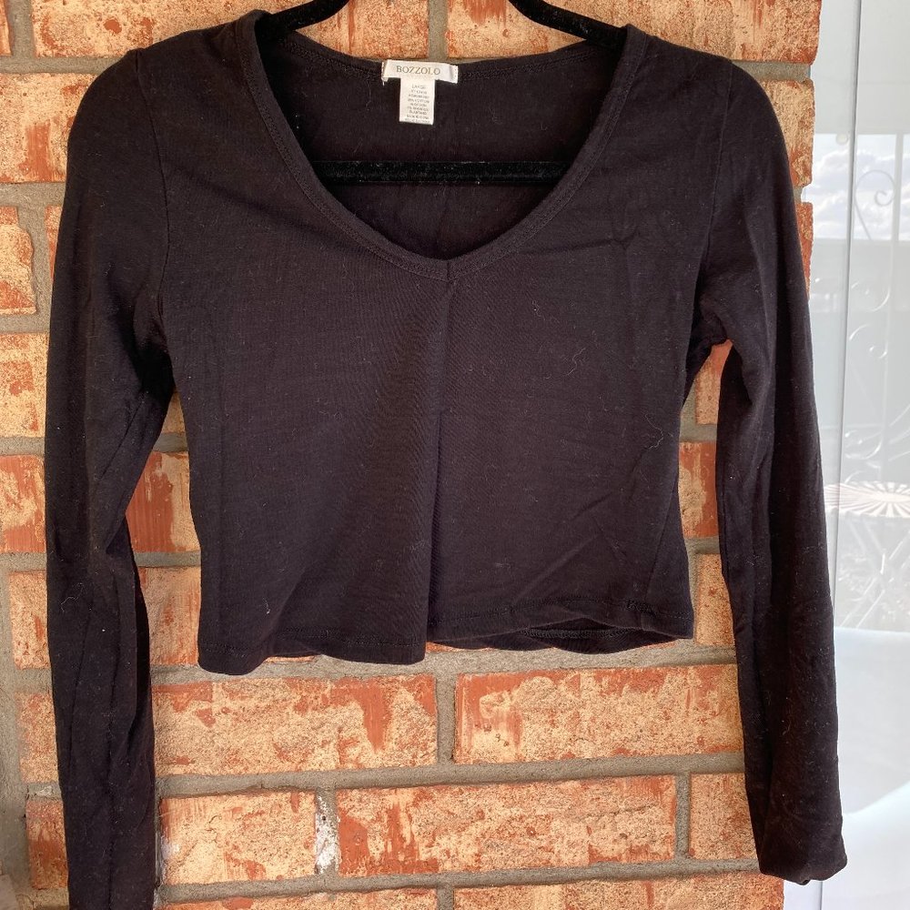 Bozzolo Black Long sleeve Crop Top (Small) (Large)
